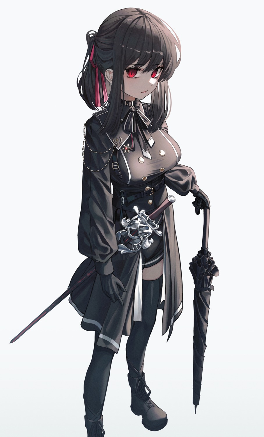 domi_(hongsung0819) sword thighhighs umbrella uniform