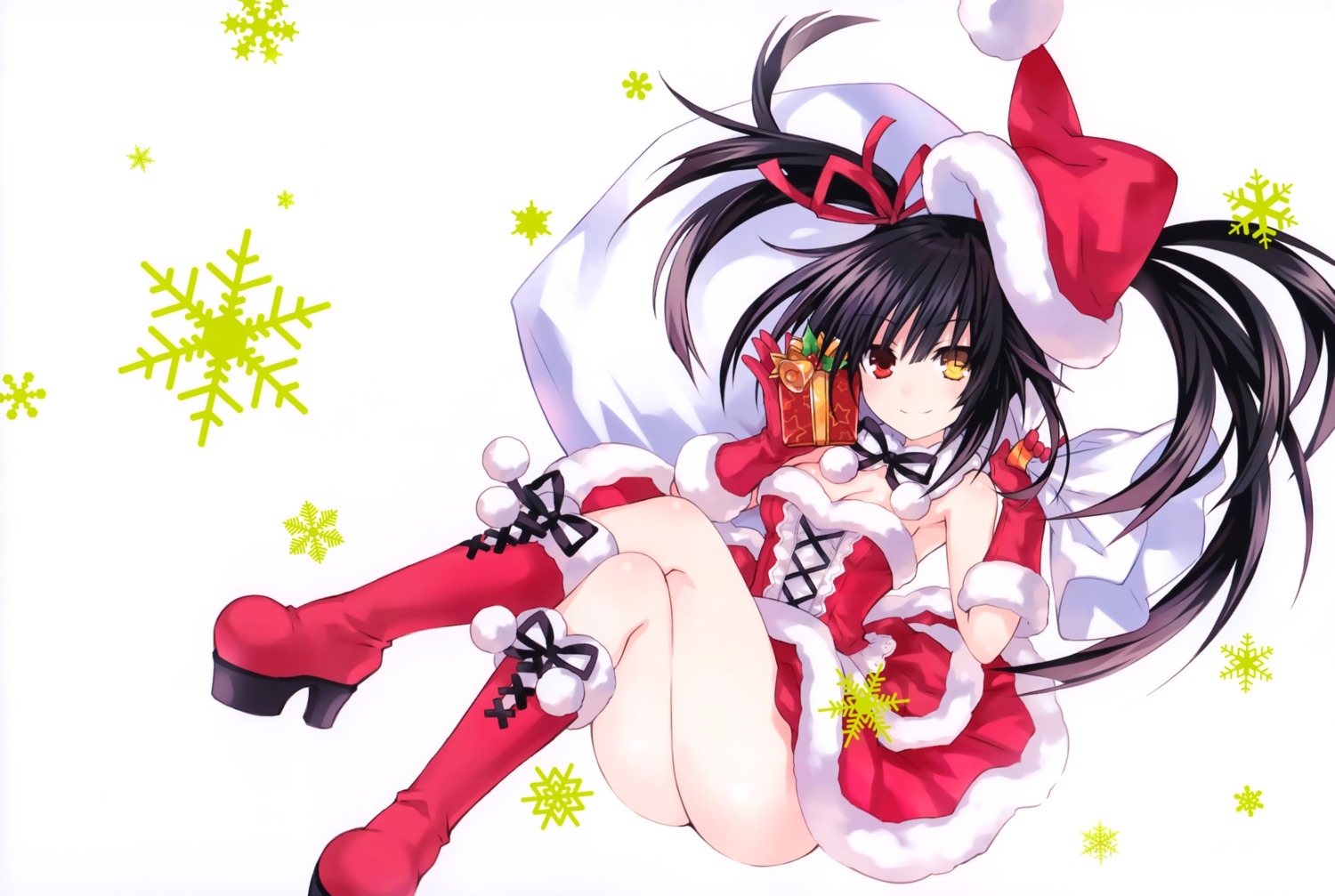 christmas cleavage date_a_live dress heels heterochromia tokisaki_kurumi tsunako