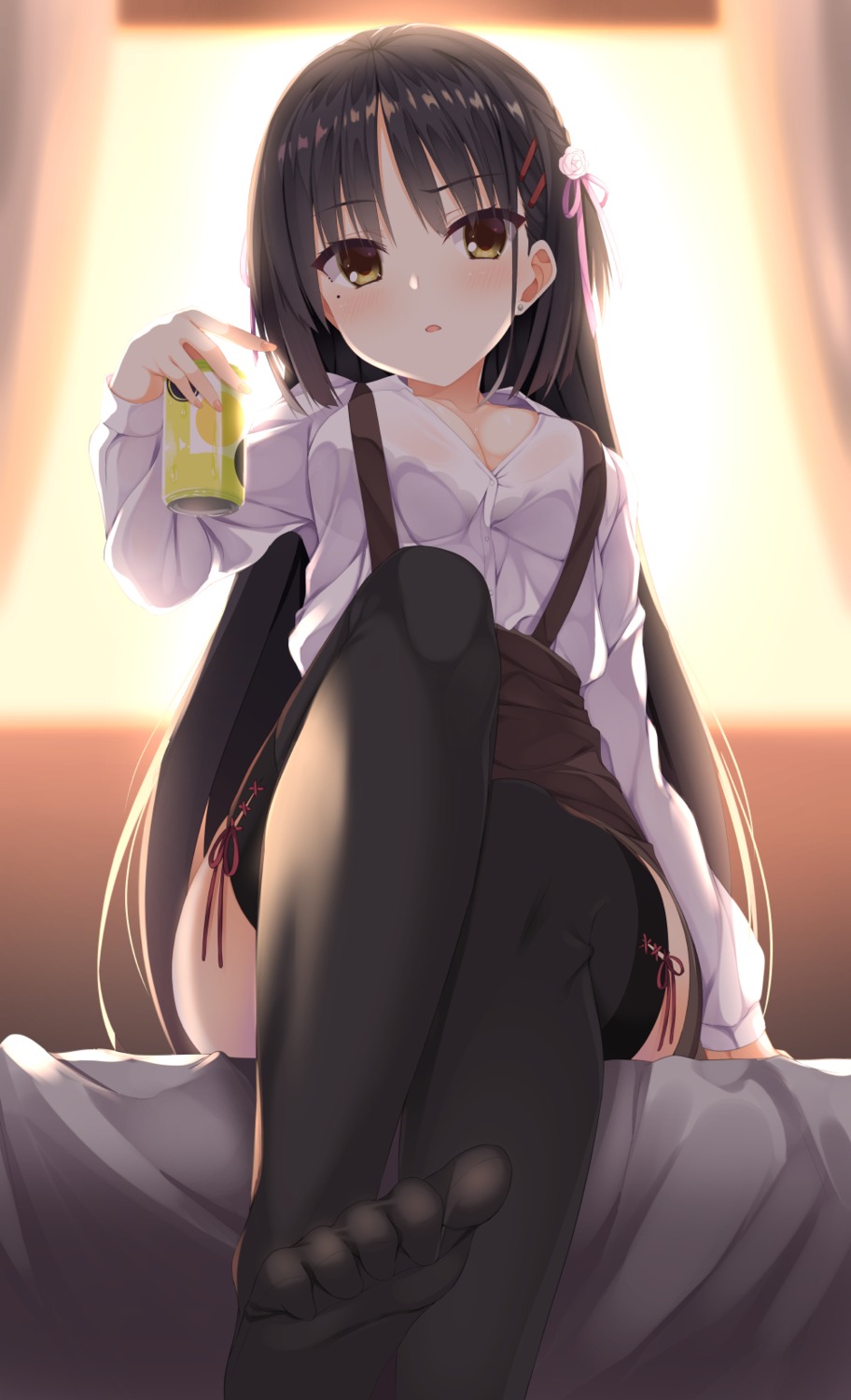 aria. cafe_stella_to_shinigami_no_chou dress_shirt feet open_shirt see_through shiki_natsume thighhighs