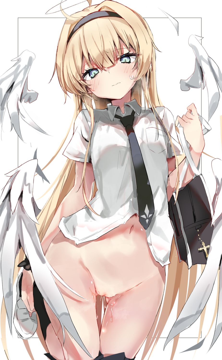 angel nopan pussy pussy_juice seifuku toshizou_(0714) uncensored wings