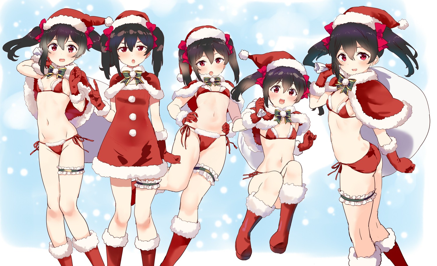 ass bikini christmas dress garter kurokawa_makoto love_live! swimsuits yazawa_nico