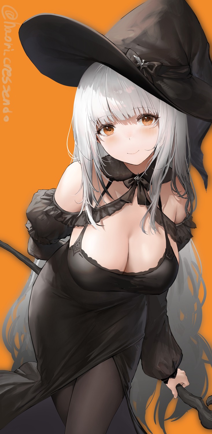 dress halloween haori_io no_bra pantyhose weapon witch