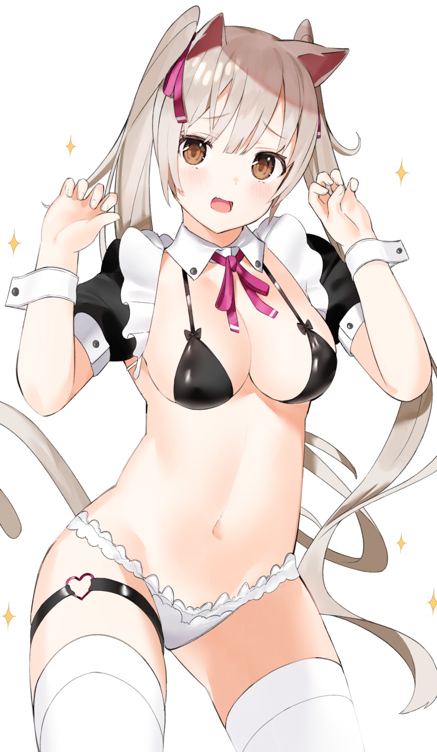 animal_ears bikini garter idemitsu maid swimsuits thighhighs