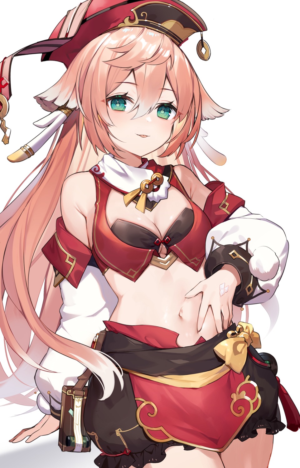 asian_clothes genshin_impact horns muryo no_bra yanfei