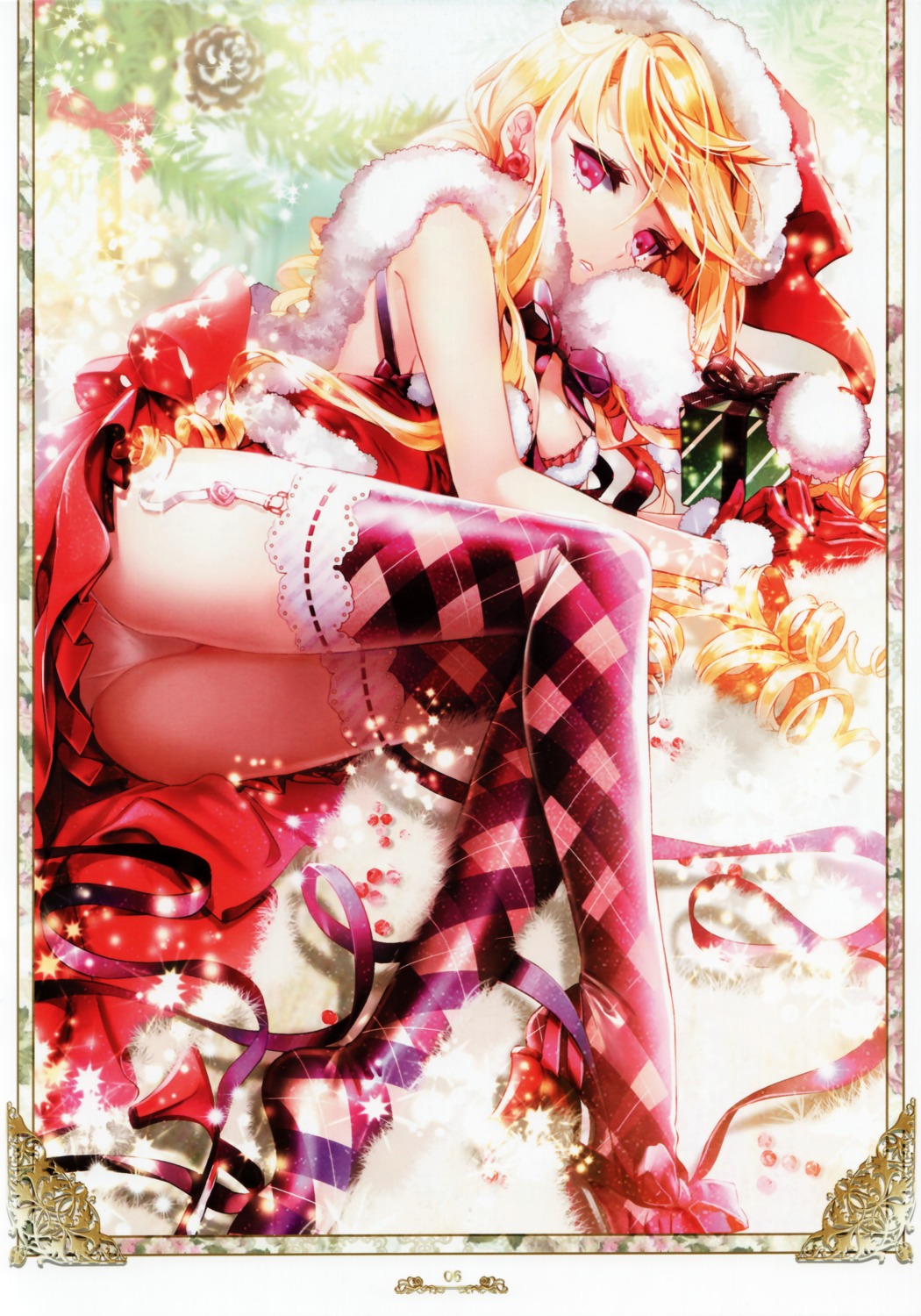 christmas cinia_pacifica cocoon_(loveririn) pantsu ponytail stockings sword_girls thighhighs