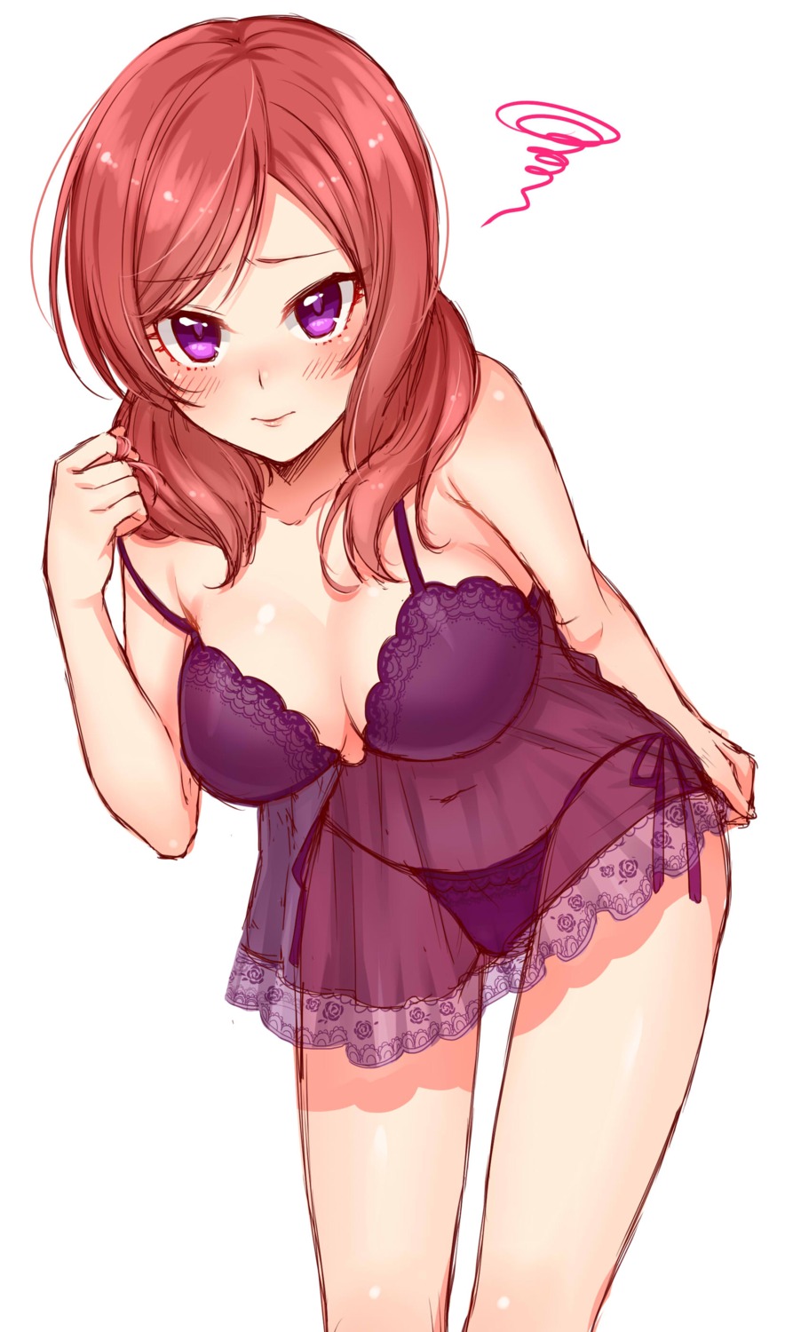 cleavage lingerie love_live! mashu_(003) nishikino_maki pantsu see_through string_panties