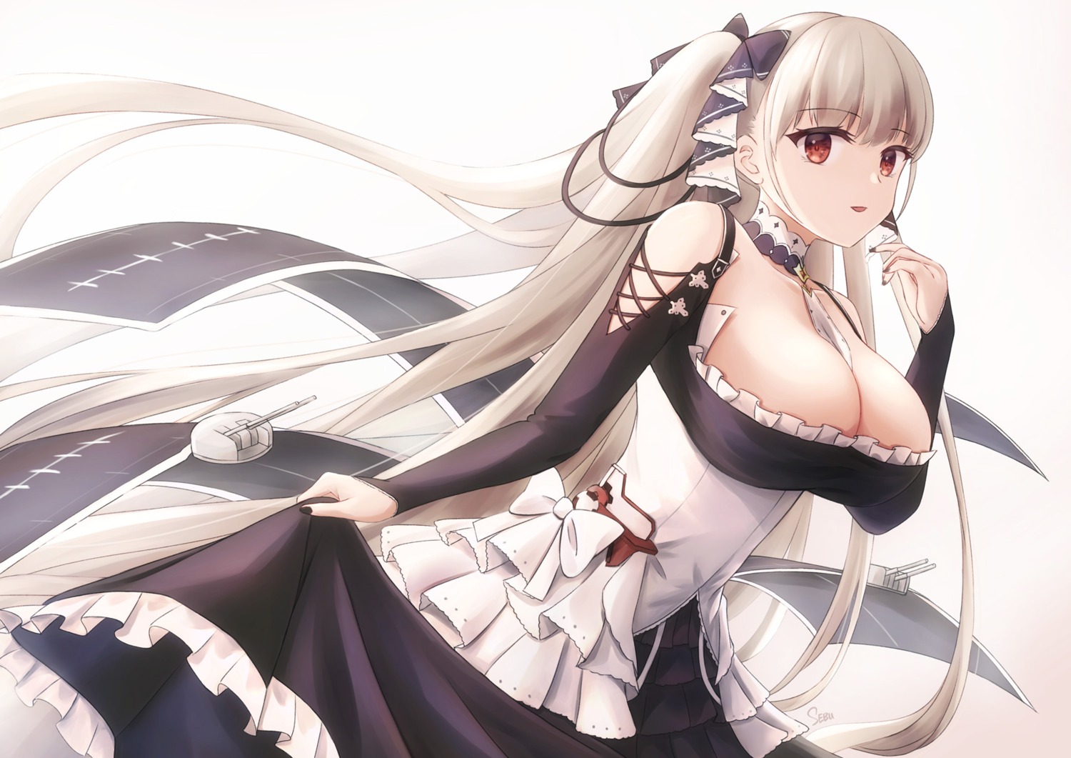 azur_lane formidable_(azur_lane) gothic_lolita lolita_fashion no_bra sebu_illust skirt_lift