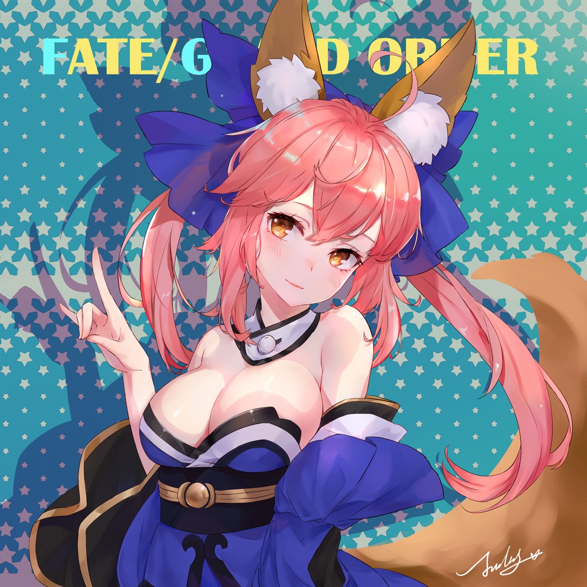 animal_ears fate/grand_order japanese_clothes jiujiuyatou_(yayanzz) no_bra tail tamamo_no_mae