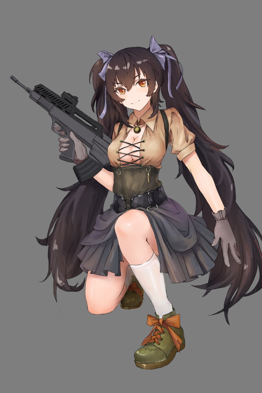 cleavage girls_frontline gun mao_megumi no_bra qbz-97_(girls_frontline) transparent_png