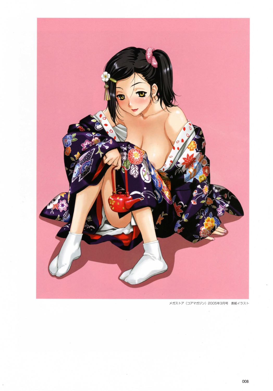 areola breasts cleavage happoubi_jin kimono open_shirt