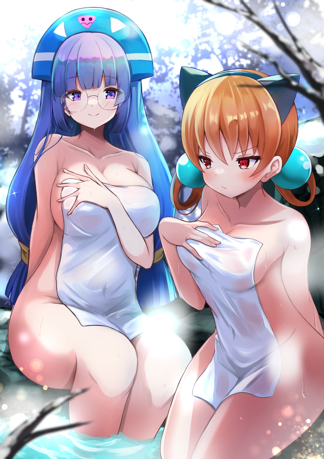 alisa_southerncross keroro_gunsou megane naked onsen shibakame towel wet