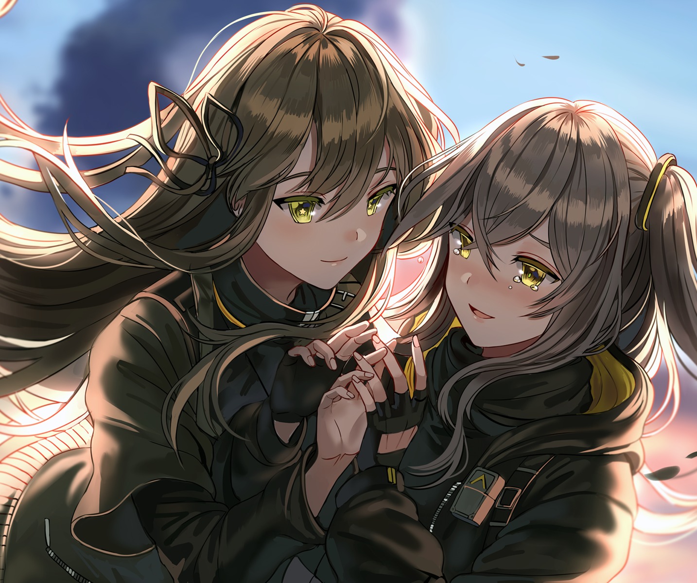 girls_frontline silence_girl ump45_(girls_frontline) ump9_(girls_frontline) yuri