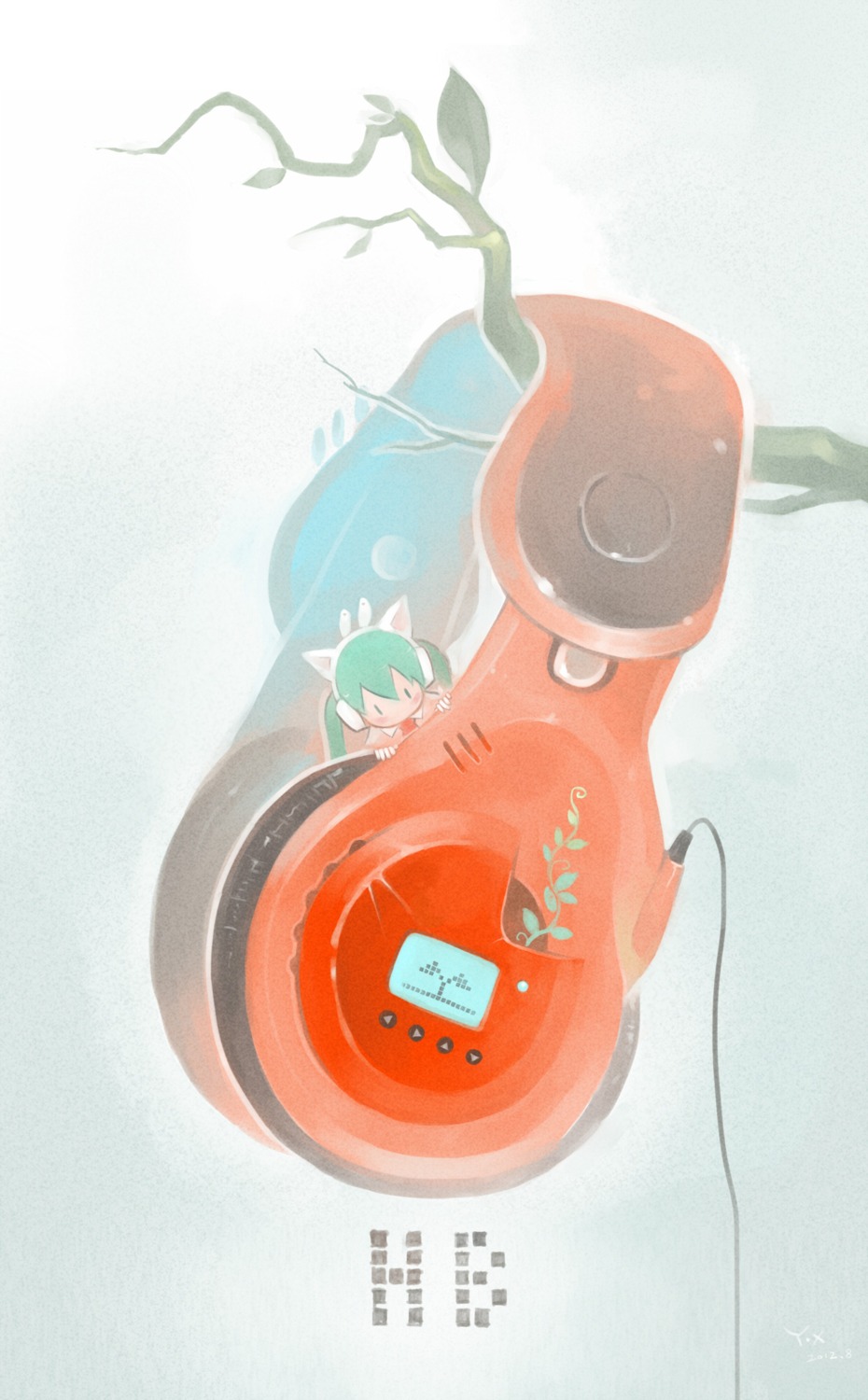 hatsune_miku headphones vocaloid yuushoku