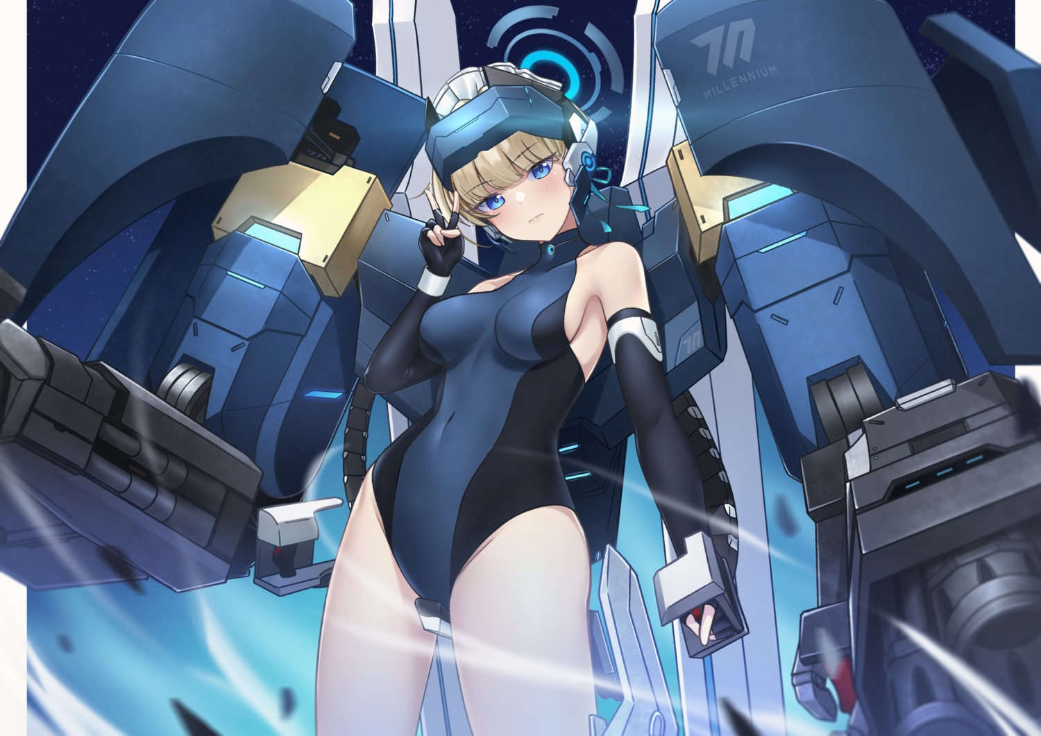 asuma_toki blue_archive halo leotard mecha mr2d weapon