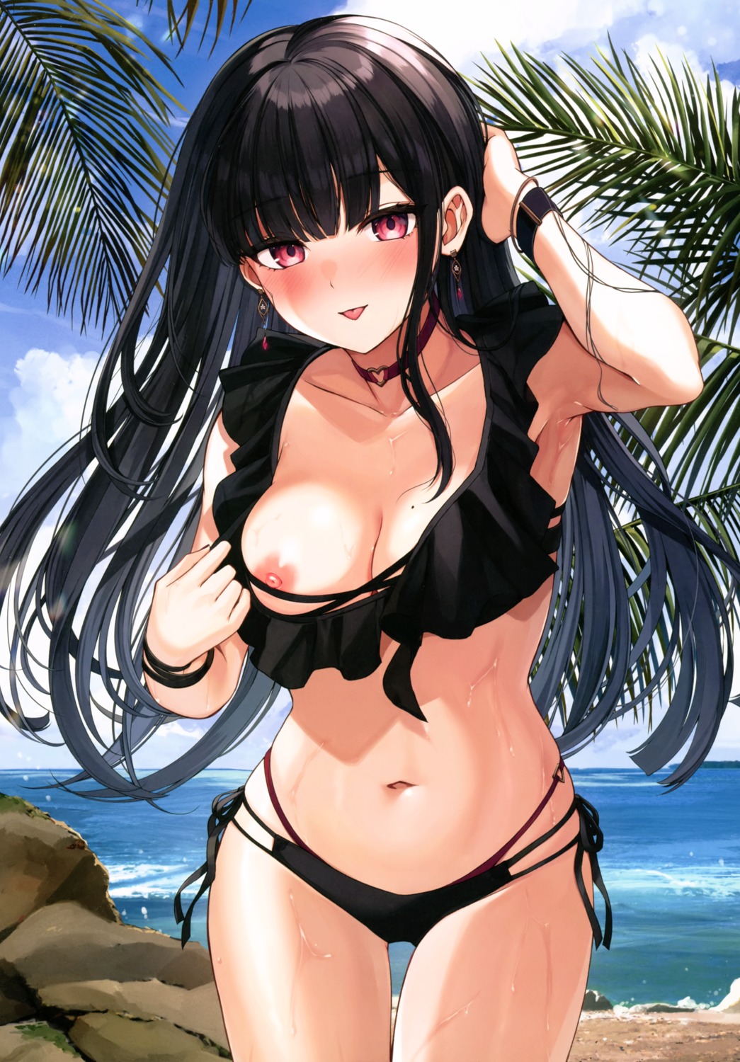 bikini breasts kuroto_yuu nipples swimsuits undressing wardrobe_malfunction wet