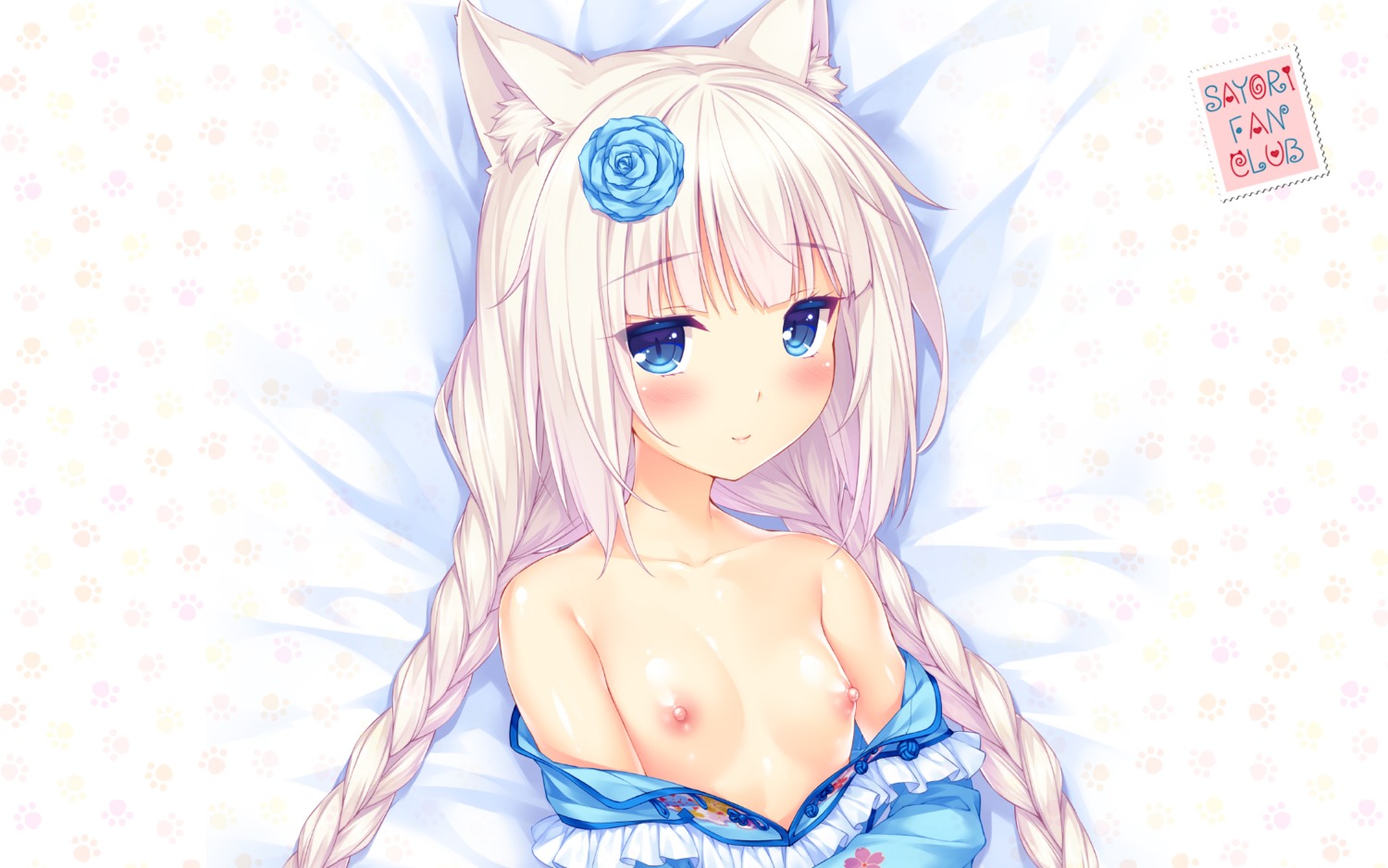 animal_ears loli nekomimi nekopara nipples no_bra open_shirt sayori tail vanilla wallpaper