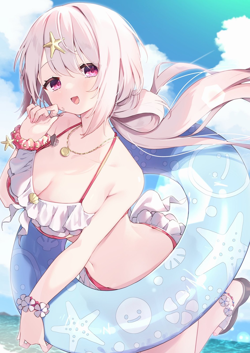 bikini_top cleavage ksk_(kasokuiki) nijisanji nijisanji_gamers see_through shiina_yuika swimsuits