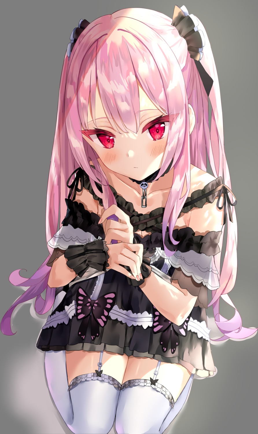 dress gothic_lolita hololive lolita_fashion sinobi_illust stockings thighhighs transparent_png uruha_rushia