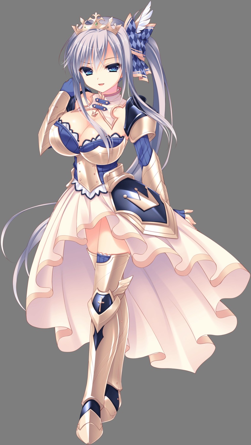 armor cecilia_highland cleavage dress love_love_princess no_bra pajamas_ex thighhighs transparent_png wori