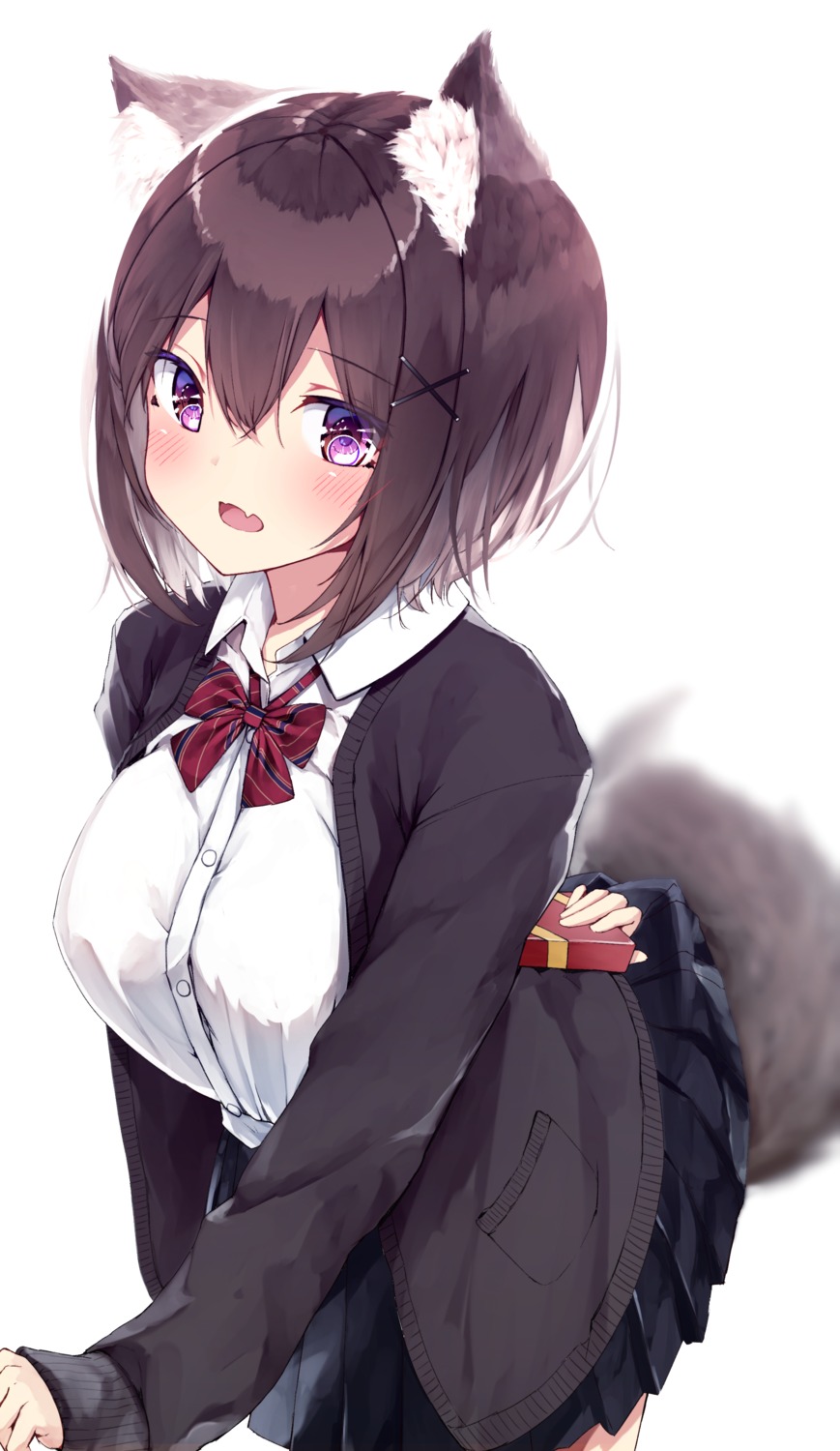 animal_ears mayogii seifuku skirt_lift sweater tail valentine