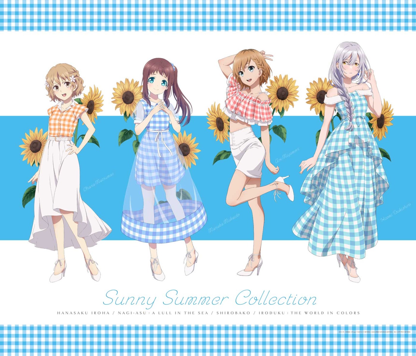 crossover dress hanasaku_iroha heels irozuku_sekai_no_ashita_kara matsumae_ohana miyamori_aoi mukaido_manaka nagi_no_asukara see_through shirobako tagme tsukishiro_hitomi