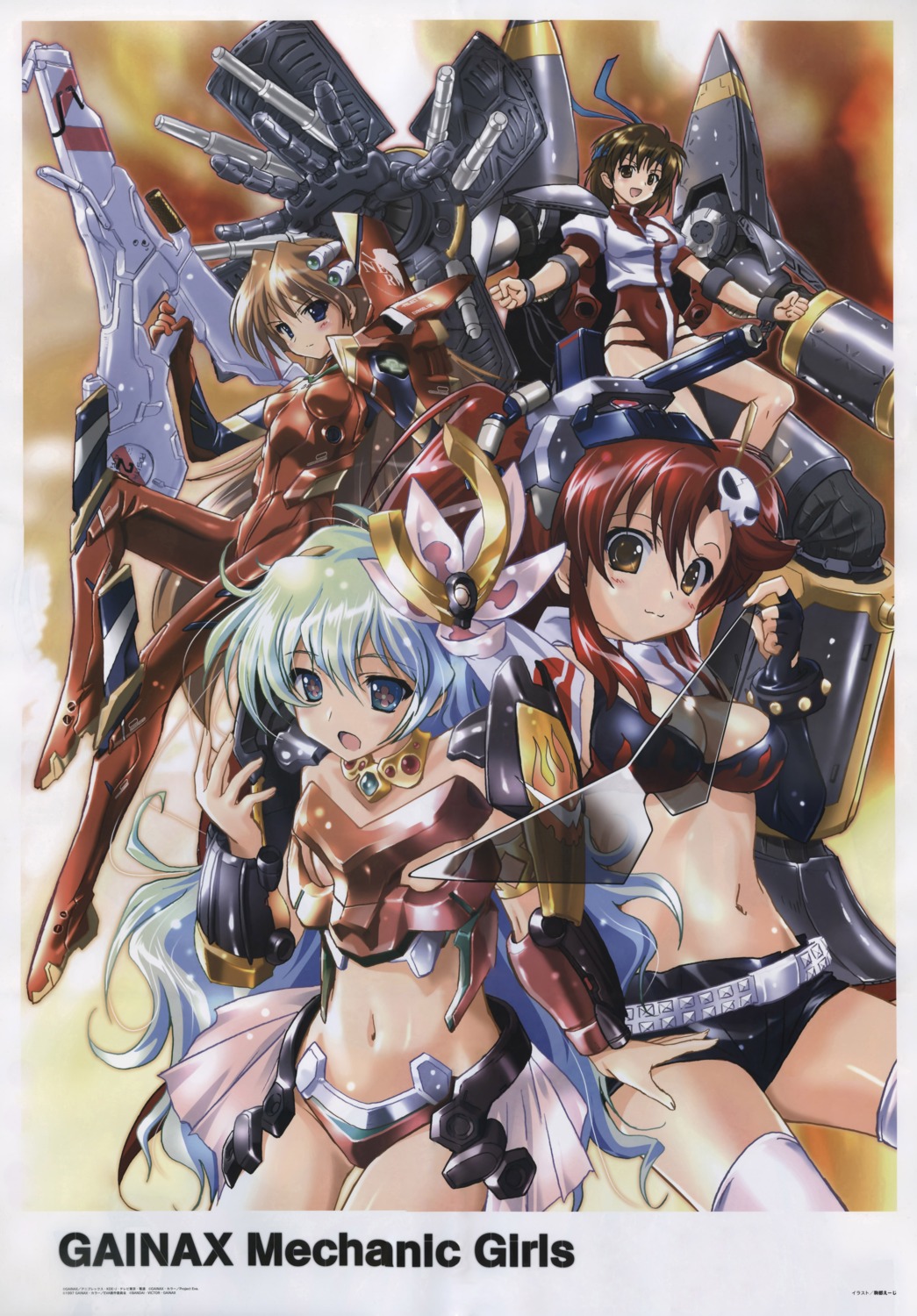 bodysuit color_issue fixed gunbuster jpeg_fix komatsu_e-ji mecha mecha_musume neon_genesis_evangelion nia souryuu_asuka_langley takaya_noriko tengen_toppa_gurren_lagann yoko