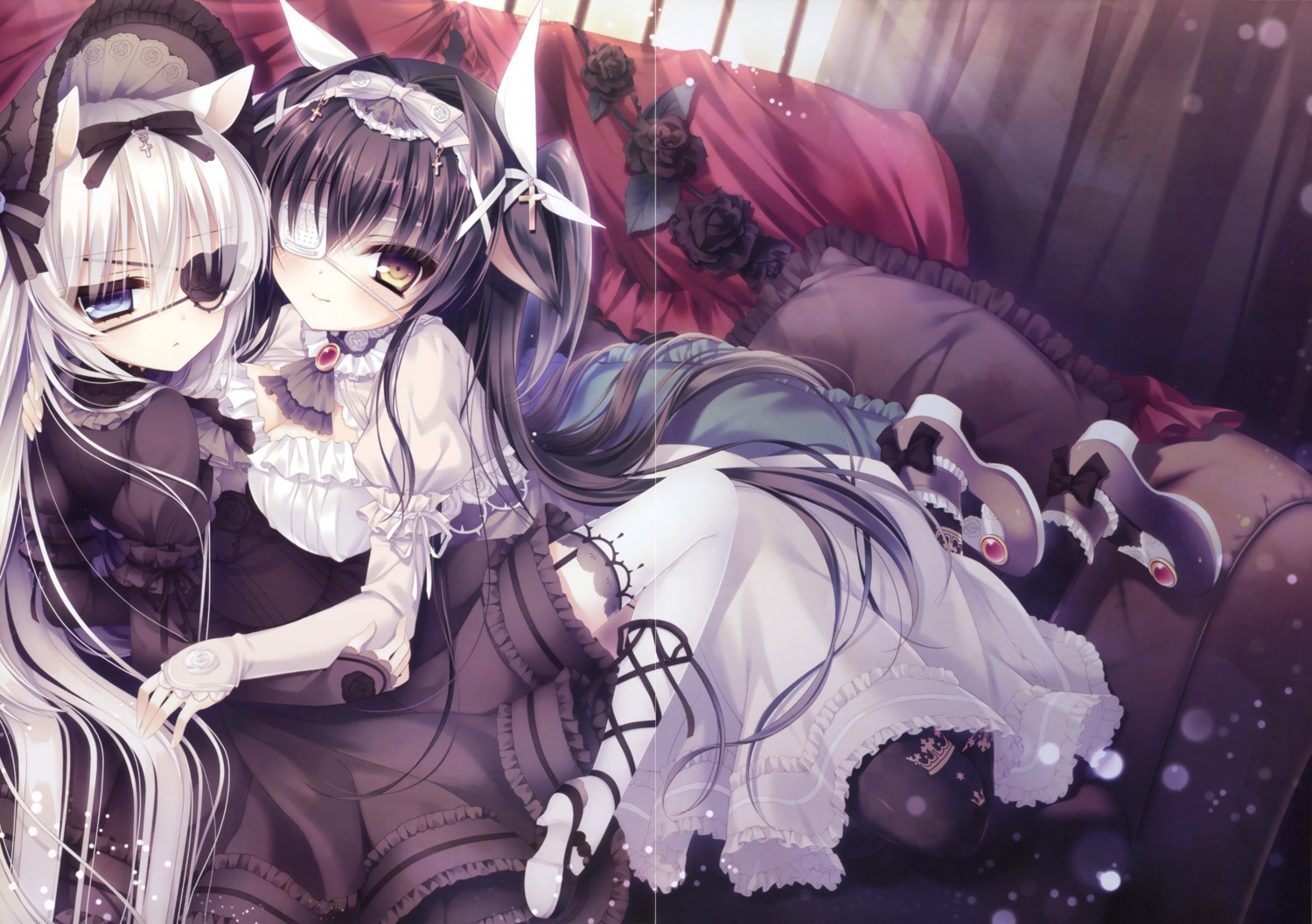 animal_ears cleavage dress eyepatch fixme gap gothic_lolita heels lolita_fashion rubi-sama stockings thighhighs tsukikage_nemu