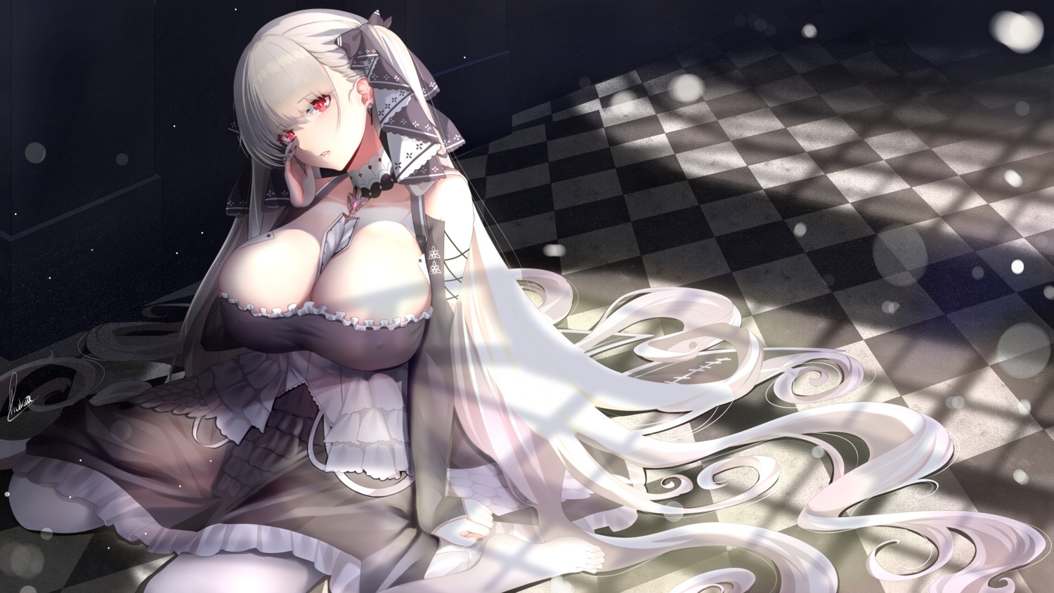 azur_lane formidable_(azur_lane) gothic_lolita lolita_fashion no_bra piukute062