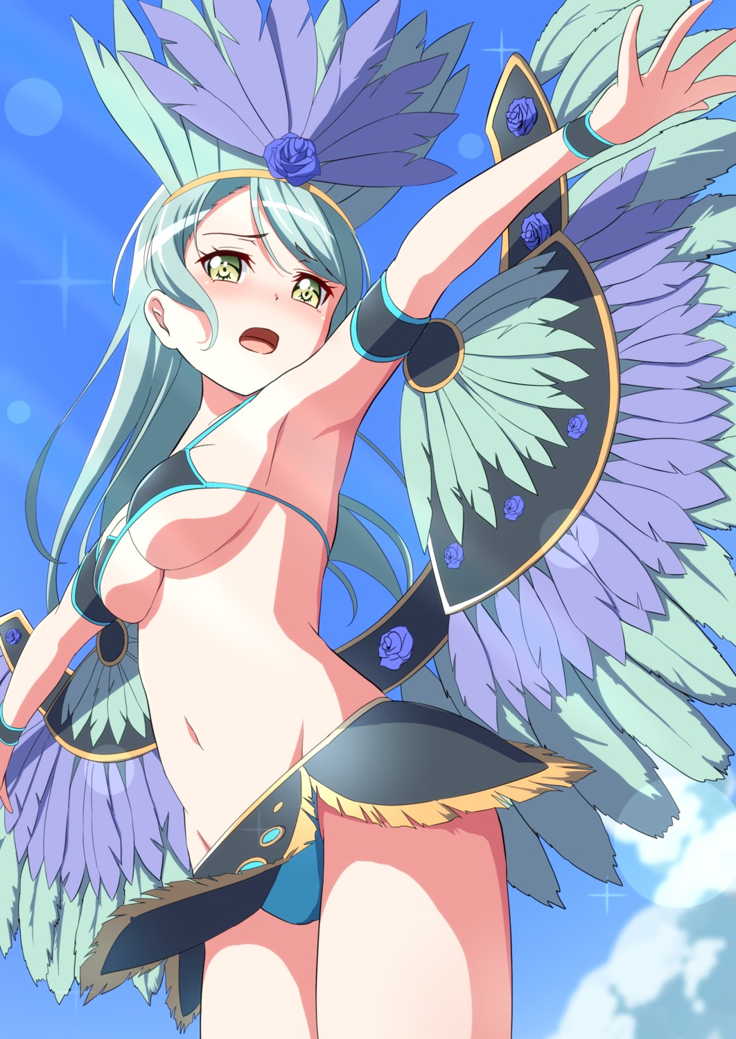 bang_dream! bikini hikawa_sayo sakamata skirt_lift swimsuits wings