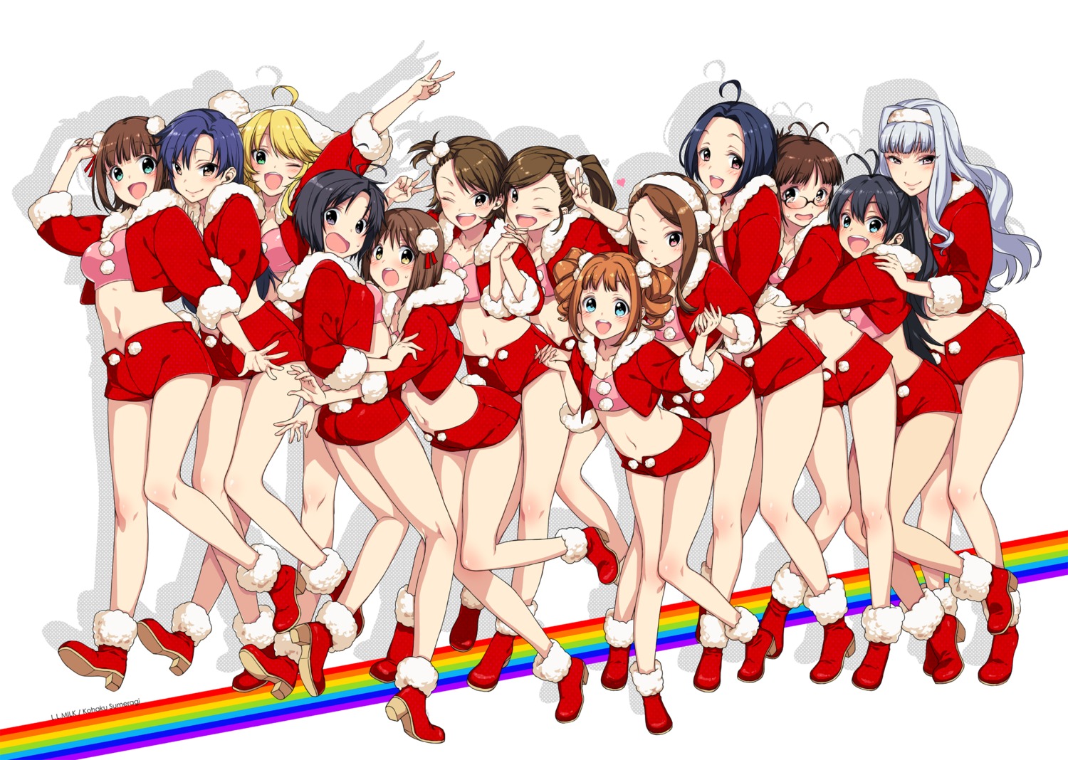 akizuki_ritsuko amami_haruka ass christmas cleavage futami_ami futami_mami ganaha_hibiki hagiwara_yukiho heels hoshii_miki kikuchi_makoto kisaragi_chihaya megane minase_iori miura_azusa shijou_takane sumeragi_kohaku takatsuki_yayoi the_idolm@ster