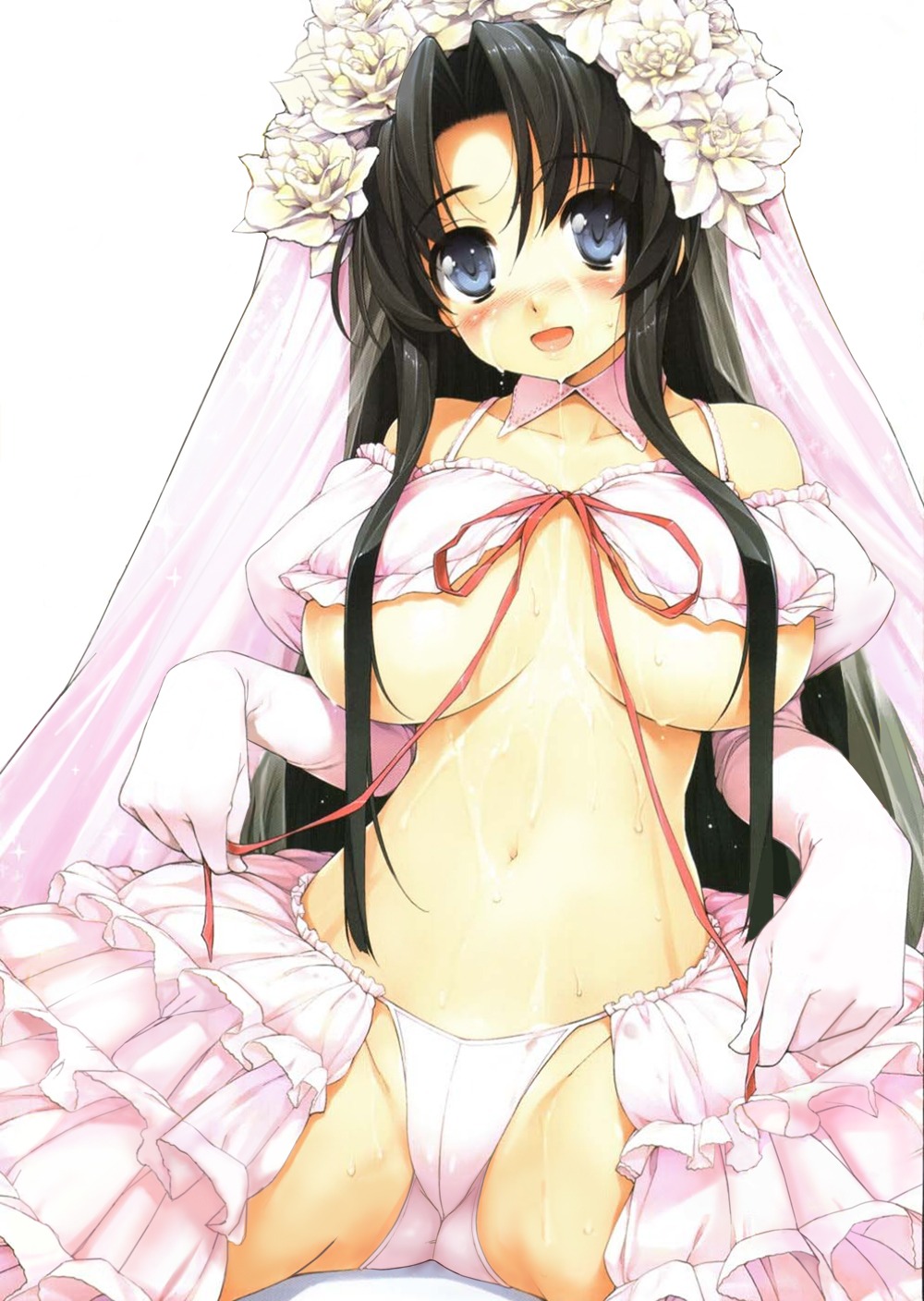 bra cum dress ishikei pantsu underboob wedding_dress