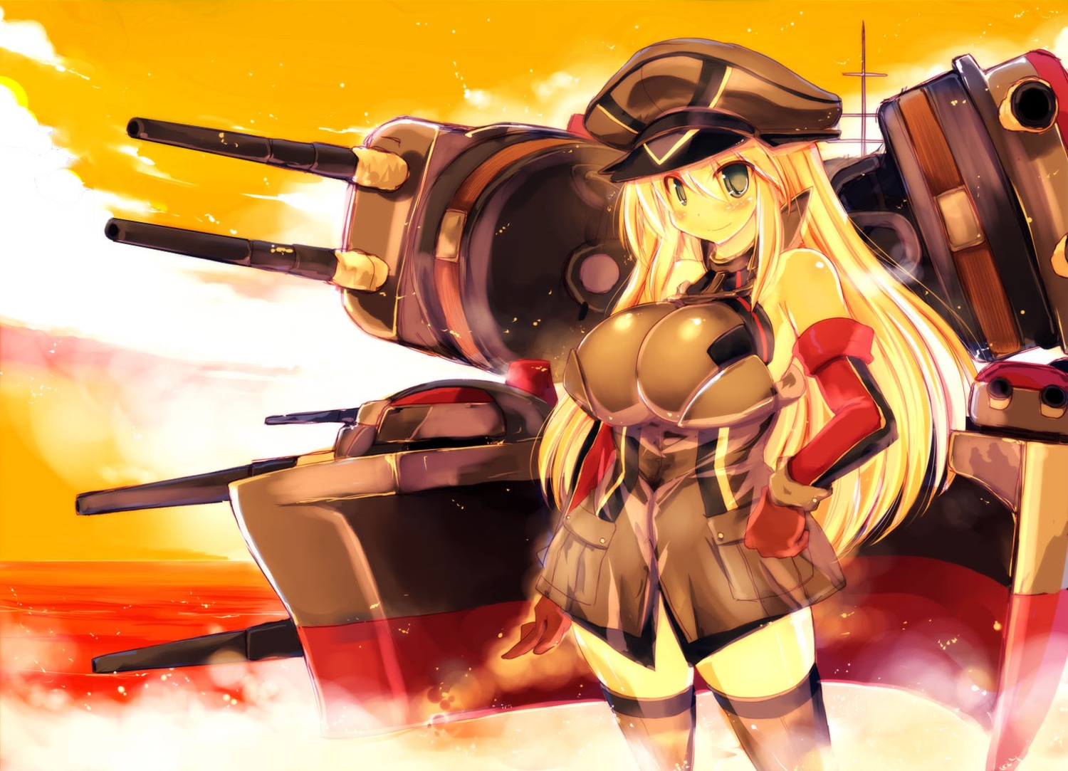 bismarck_(kancolle) jpeg_artifacts kantai_collection sakaki_(artist) thighhighs