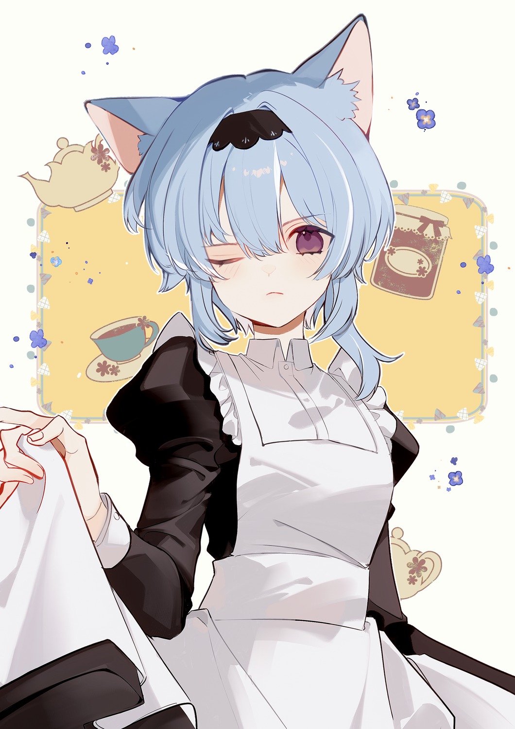 animal_ears eula genshin_impact maid nekomimi skirt_lift wkwk0217