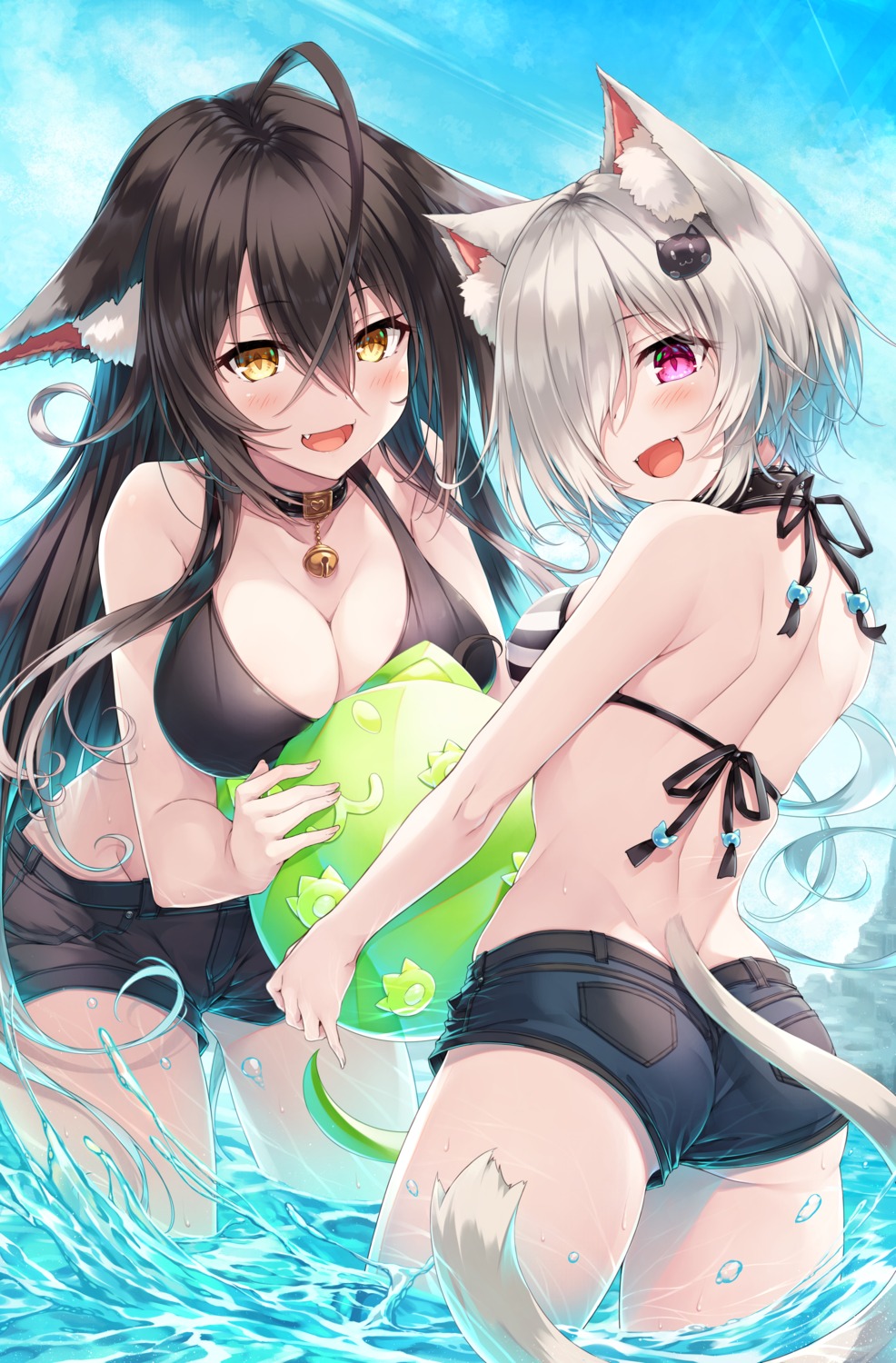 animal_ears ass bikini_top hasumi_(hasubatake39) nekomimi swimsuits tail wet