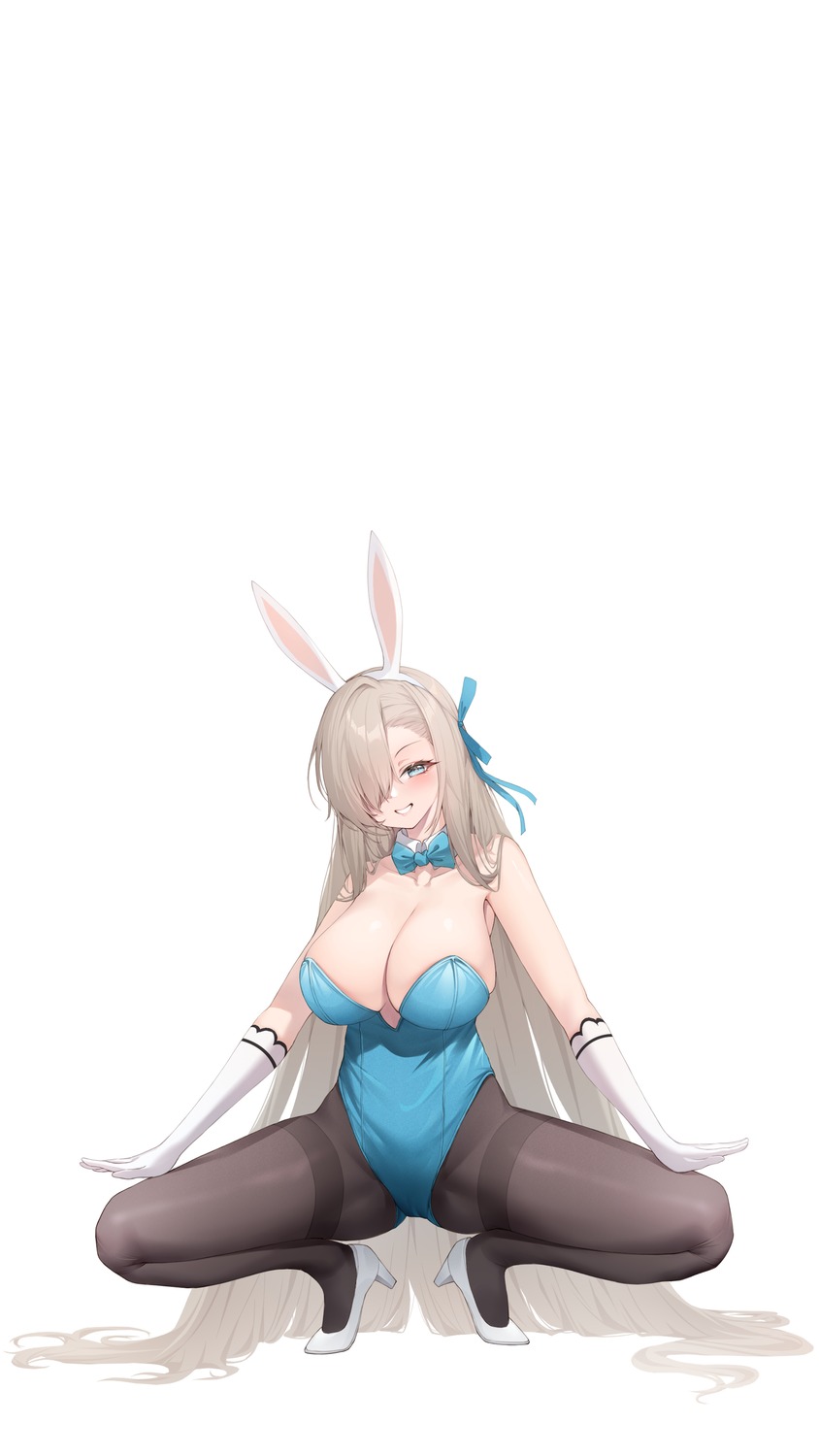 animal_ears blue_archive bunny_ears bunny_girl heels ichinose_asuna kanon_12361024 no_bra pantyhose