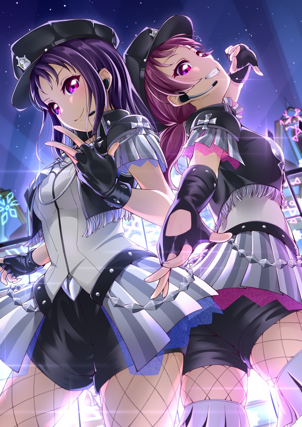 fishnets headphones kazuno_ria kazuno_sarah love_live!_sunshine!! pantyhose thighhighs yuuren