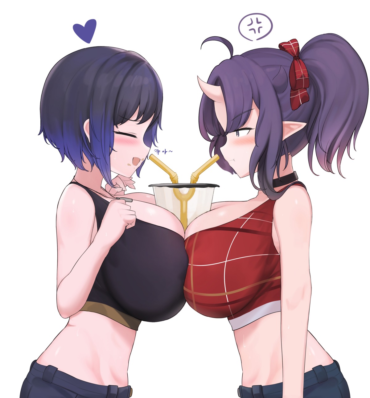 horns pointy_ears riba symmetrical_docking yuri