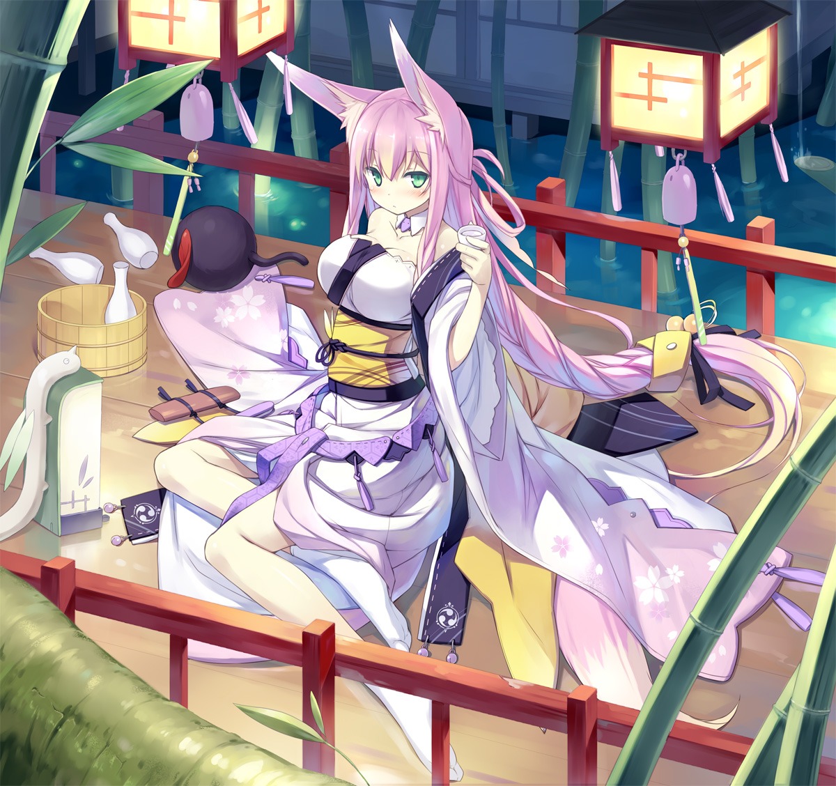 animal_ears asahiage kitsune poco tail yukata