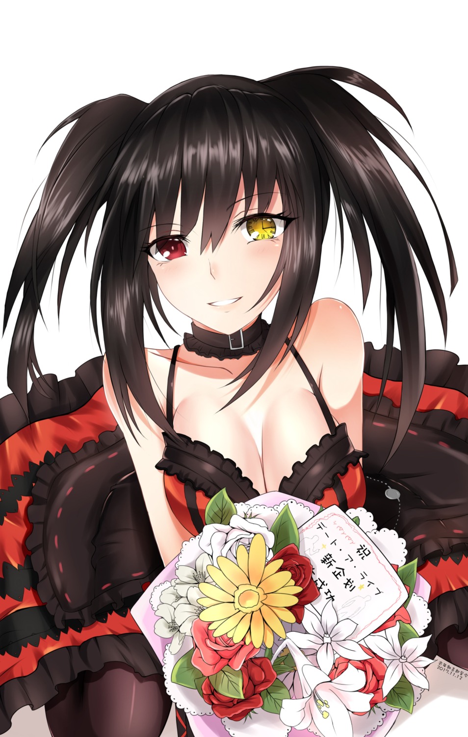 cleavage date_a_live dress gothic_lolita heterochromia lolita_fashion pantyhose tagme tokisaki_kurumi