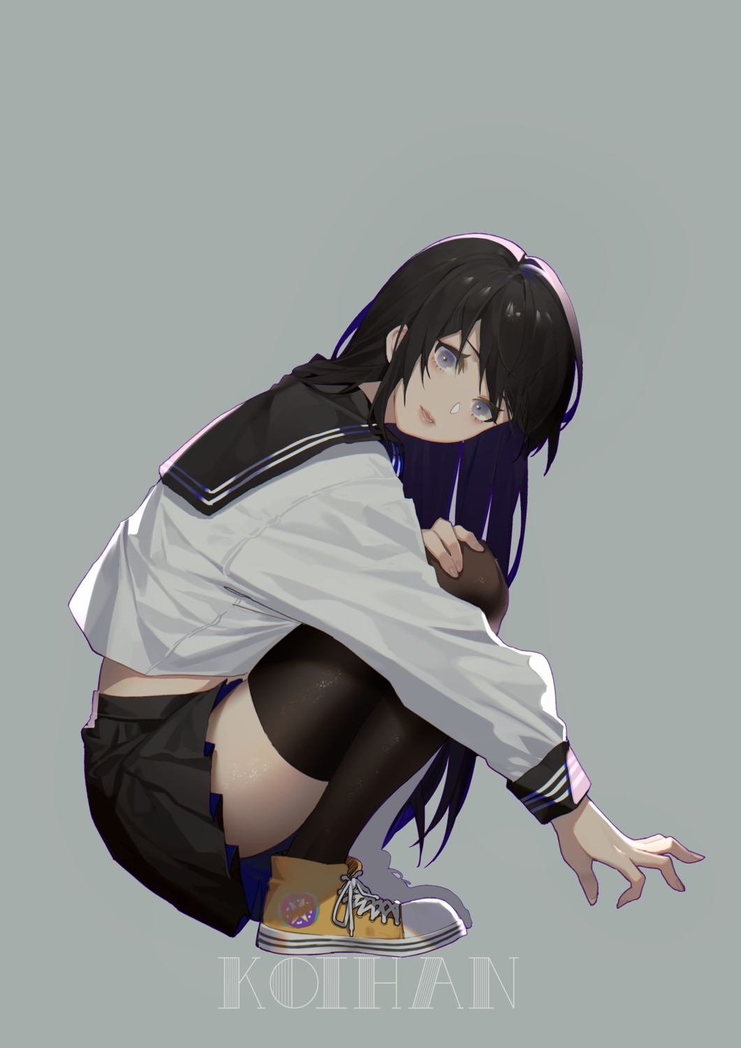 koi_han seifuku skirt_lift thighhighs