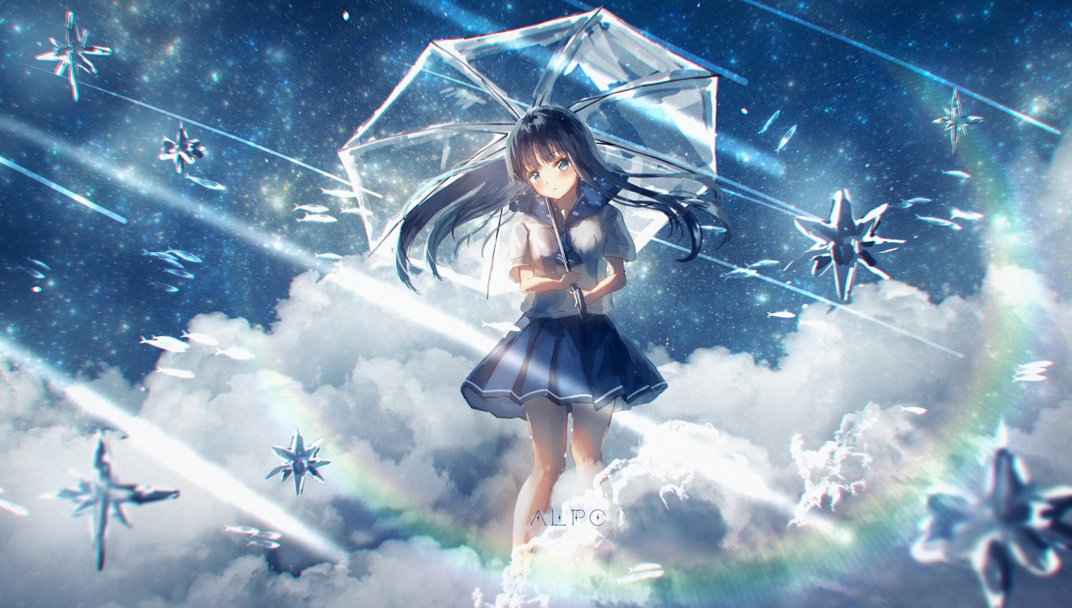 kotomi_alpaca seifuku umbrella