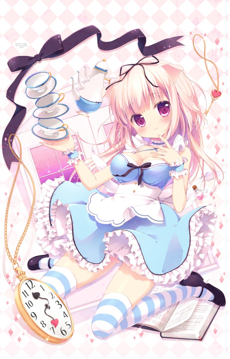 alice alice_in_wonderland cleavage maid miyasaka_nako pantsu shimapan thighhighs