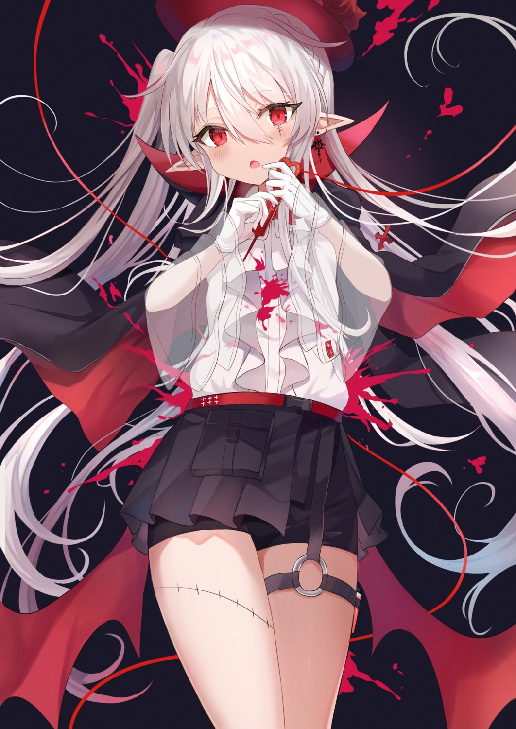 arknights blood garter pointy_ears retsuto see_through warfarin_(arknights)