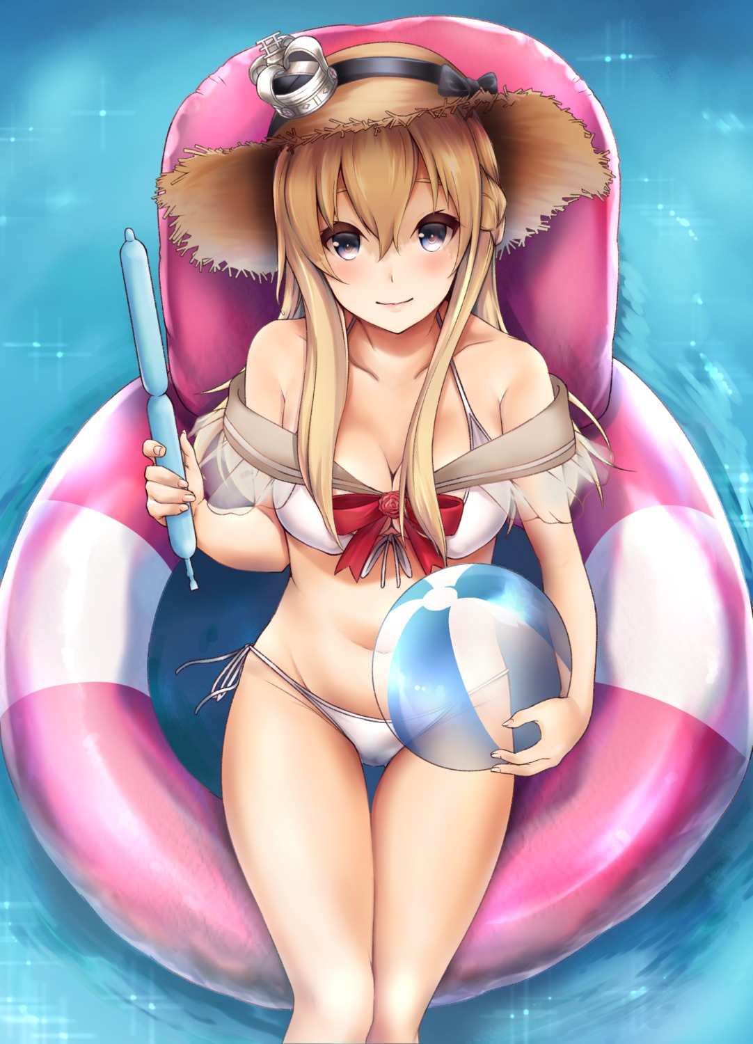 bikini cleavage haregama_shiina kantai_collection swimsuits warspite_(kancolle)