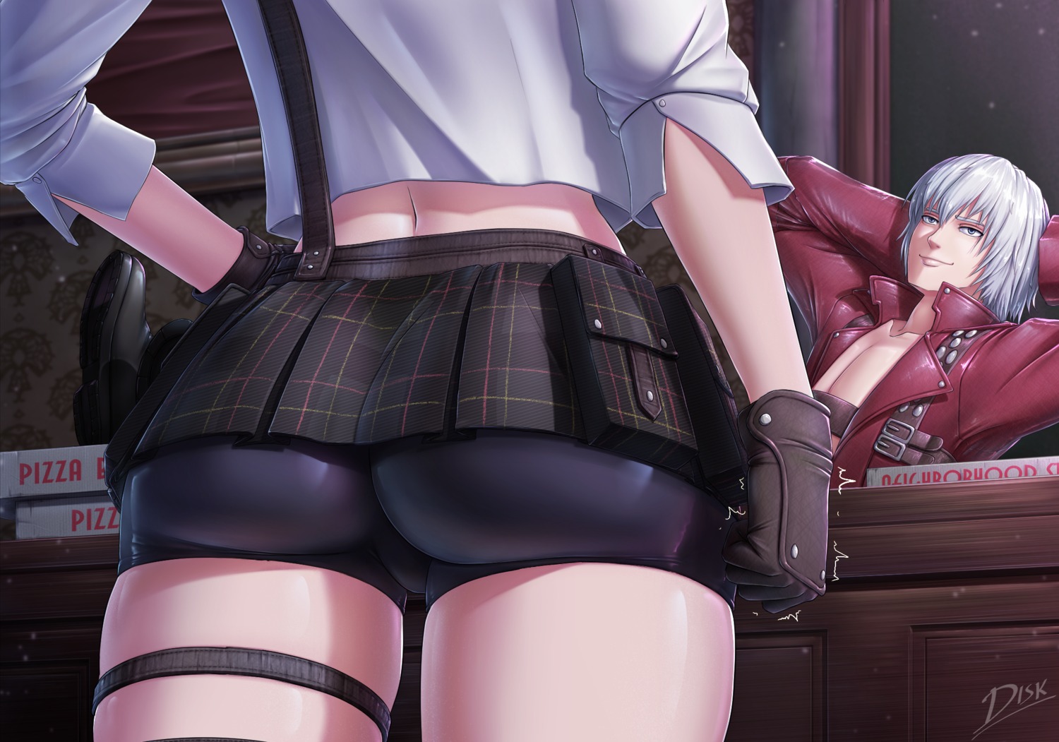 ass bike_shorts dante devil_may_cry_3 diskette0 garter lady