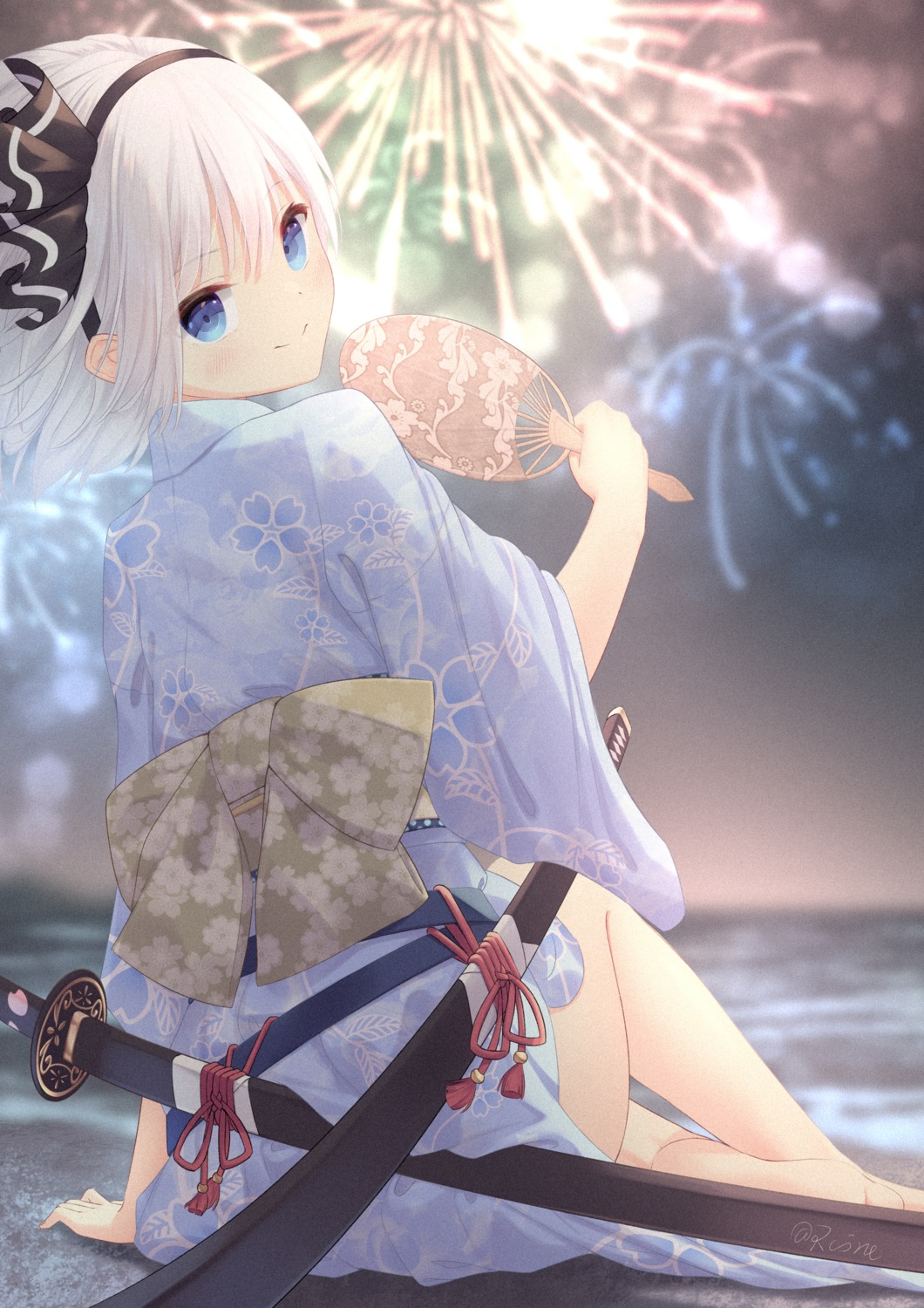 konpaku_youmu raimeso235 skirt_lift sword touhou yukata