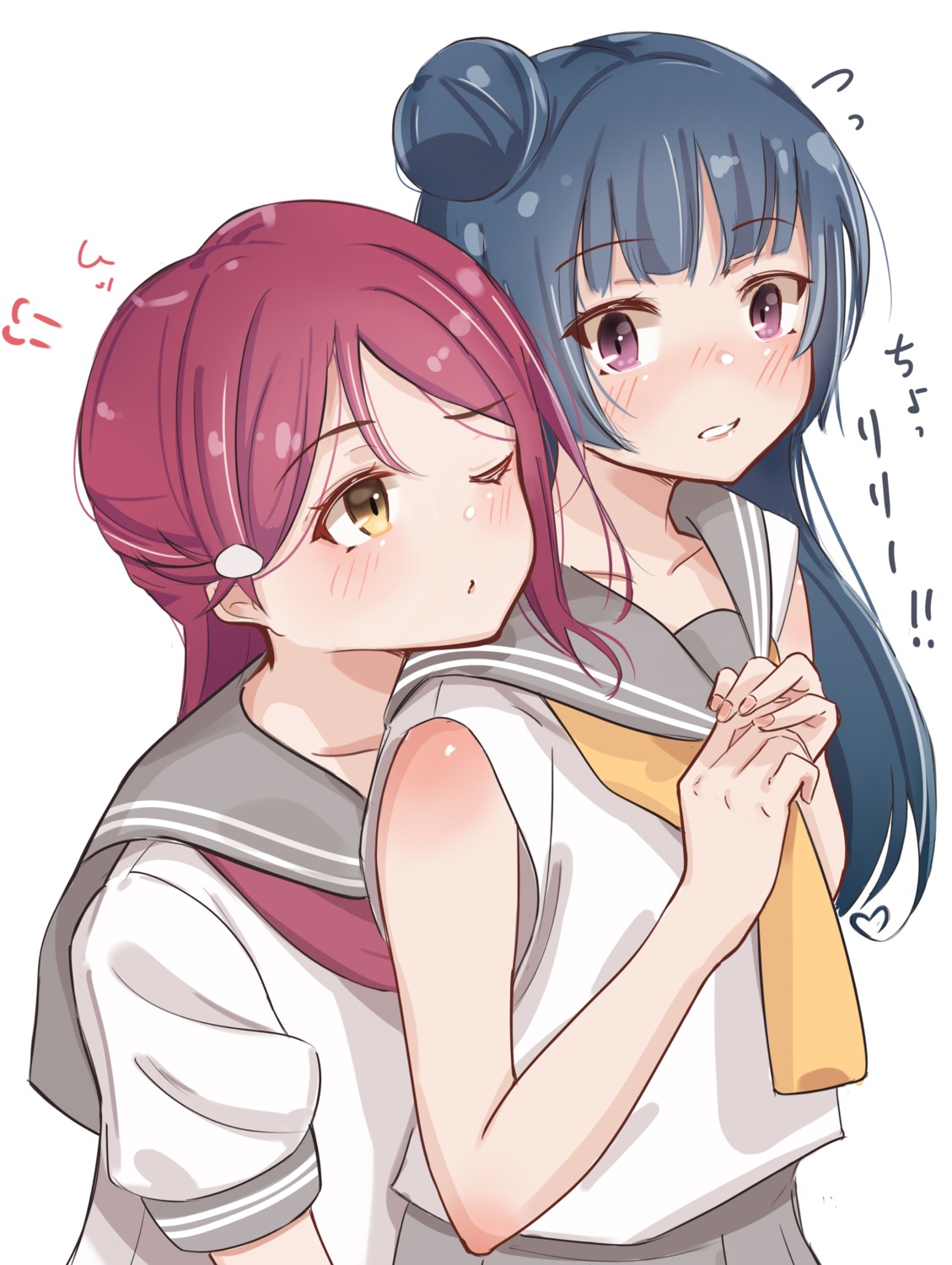 anbasa love_live!_sunshine!! sakurauchi_riko seifuku tsushima_yoshiko yuri