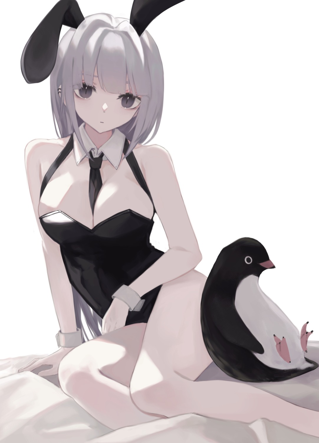 animal_ears bunny_ears bunny_girl no_bra ogami_ren penguin