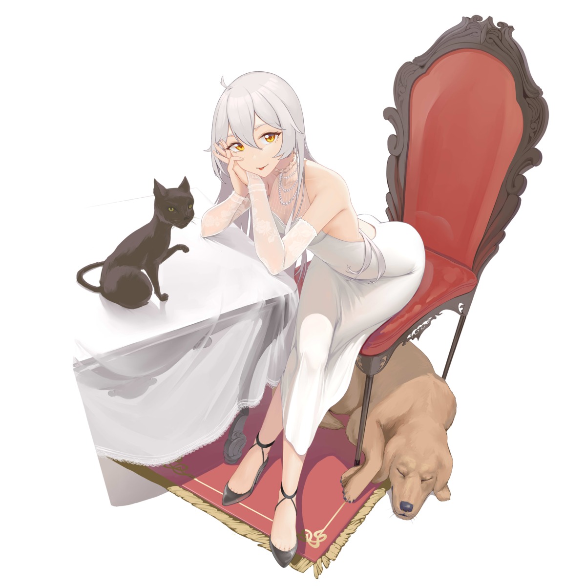 benghuai_xueyuan dress heels honkai_impact jliaan kiana_kaslana neko no_bra see_through