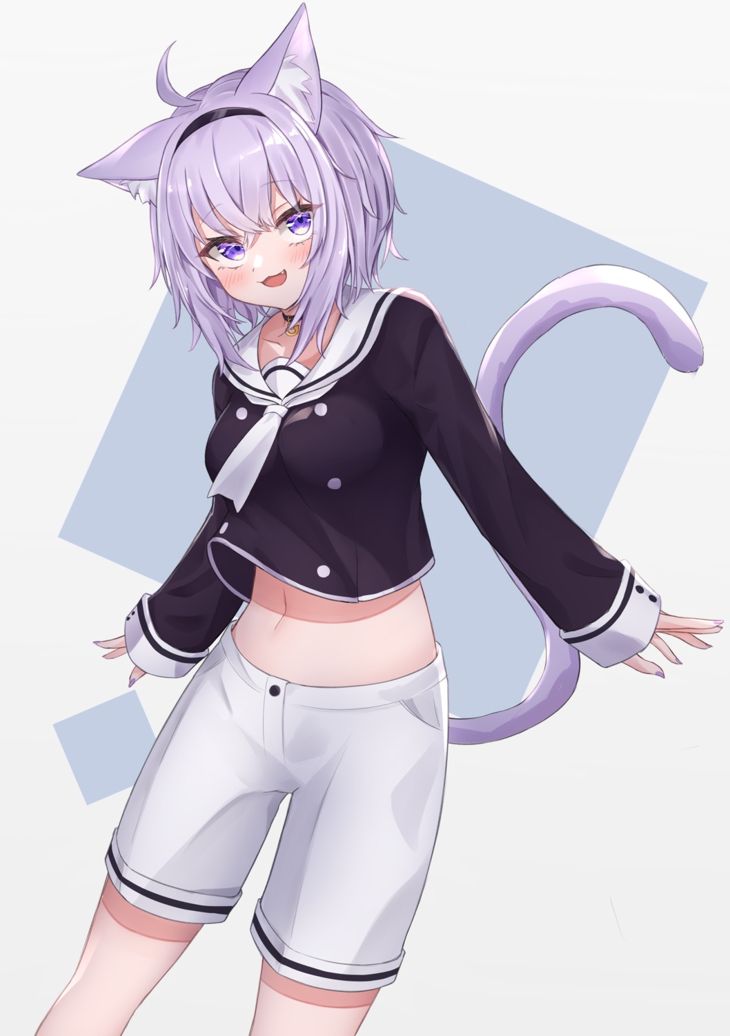 animal_ears higashigure hololive hololive_gamers nekomata_okayu nekomimi seifuku tail